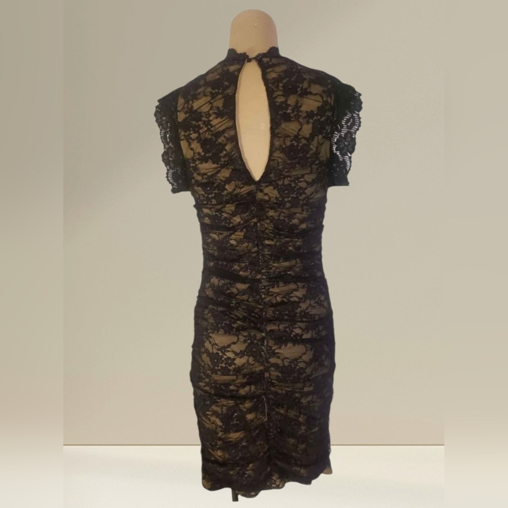 Vintage Pinup Style Black Lace  Mini Dress Sz Small - Picture 4 of 4